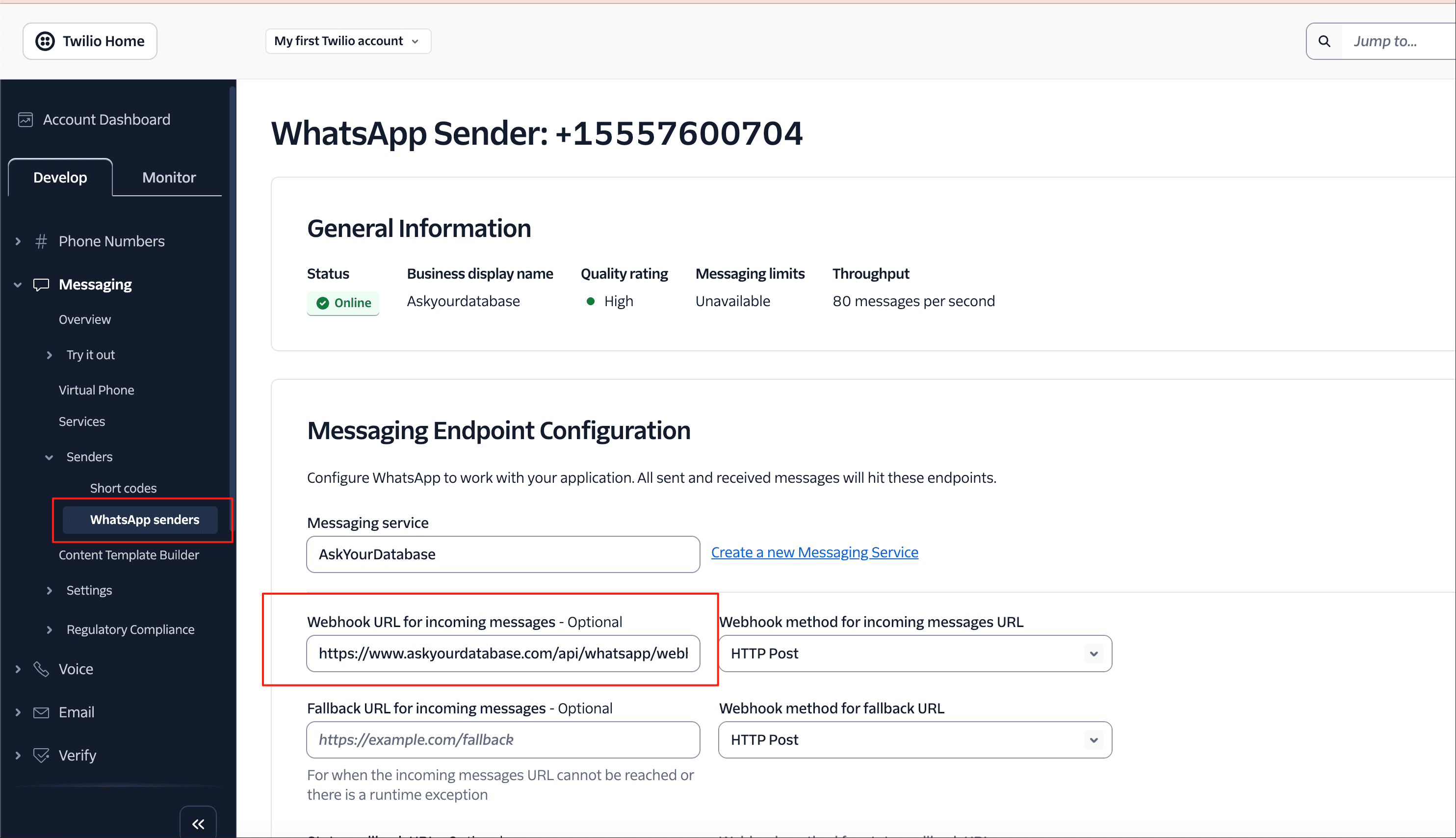 WhatsApp Sender Configuration